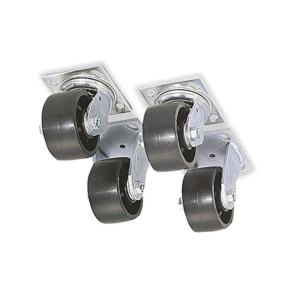 Caster Set, 5" Lx2" W, Steel, Black